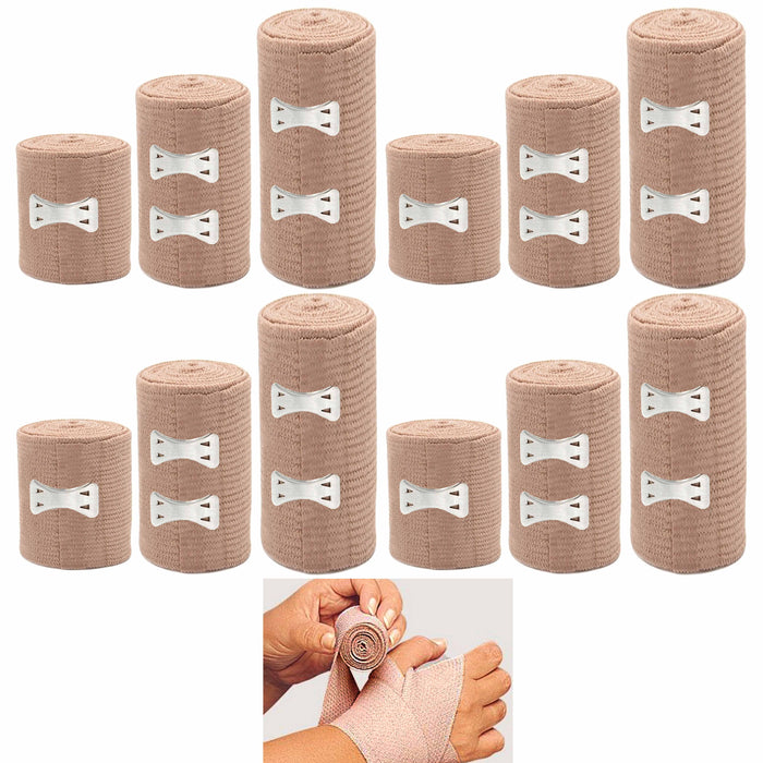 12 Cotton Elastic Bandage Wrap Adhesive First Aid Flexible Sport Tape Gauze Roll