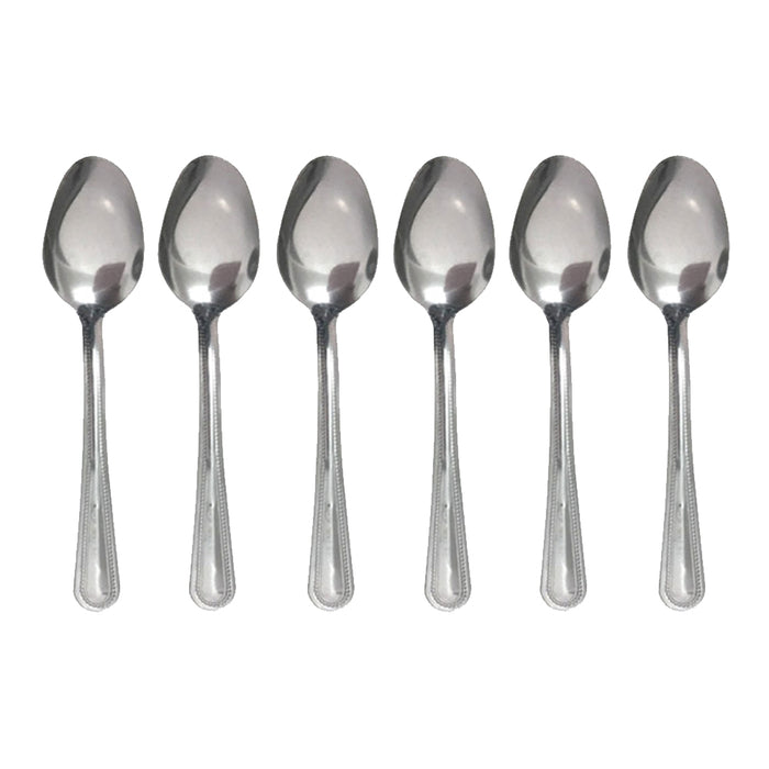 6 Pc Stainless Steel Dinner Spoons Flatware Set Soup Silverware Cutlery Utensil