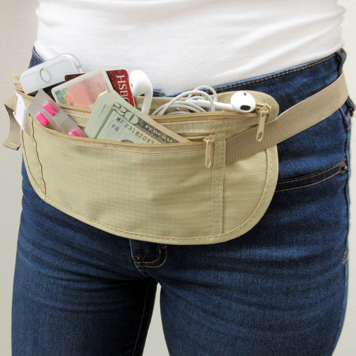 2 Travel Pouch Hidden Passport ID Holder Compact Security Money Waist Belt Bag !