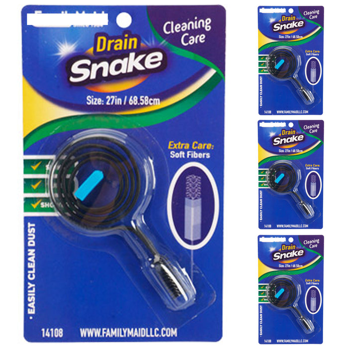4 X Drain Cleaner Snake Pipe Tool Plumbing Tub Shower Clog Remover Sink Slim 27"