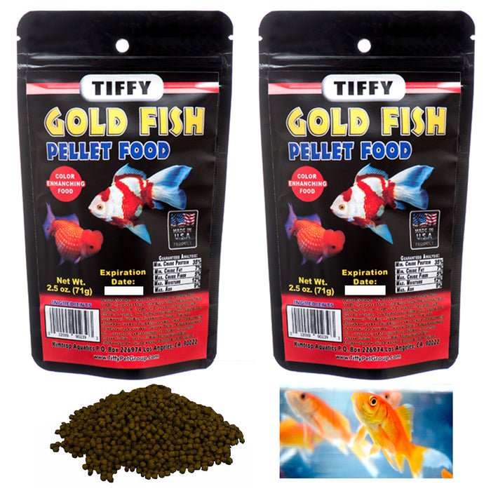 2 Pk Goldfish Pellet Food Gold Fish Complete Balanced Diet Color Enhancing 2.5oz
