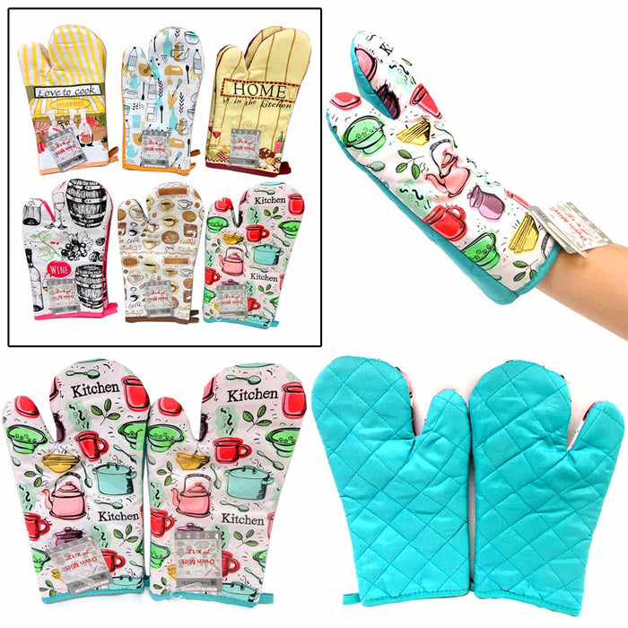 1 Pair Oven Mitt Quilted Cotton Kitchen Cooking Glove Heat Protection Pot Holder