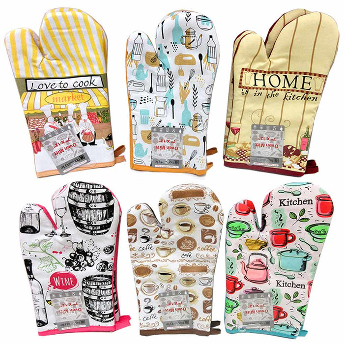 1 Pair Oven Mitt Quilted Cotton Kitchen Cooking Glove Heat Protection Pot Holder