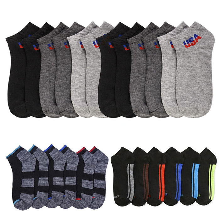 12 Pairs Mens Ankle Crew Socks Low Cut Quarter Sports Dozen Unisex Size 10-13