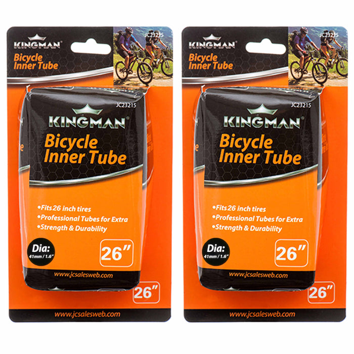 2 Kingman Replacement Bike Tube Inner Tire Bicycle 26" x 1.75 to 2.125 Innertube