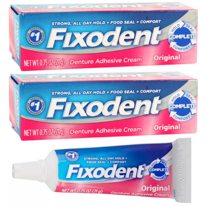 2 Pk Fixodent Denture Adhesive Cream Gum Comfort Lasting Strong Hold Food Seal