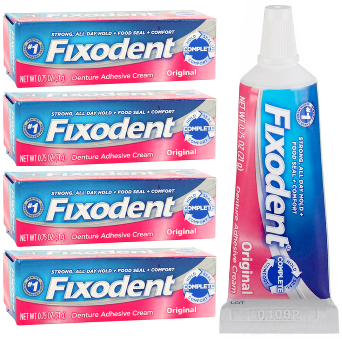 4 Pk Fixodent Original Complete Denture Adhesive Cream Strong Hold Seal Comfort