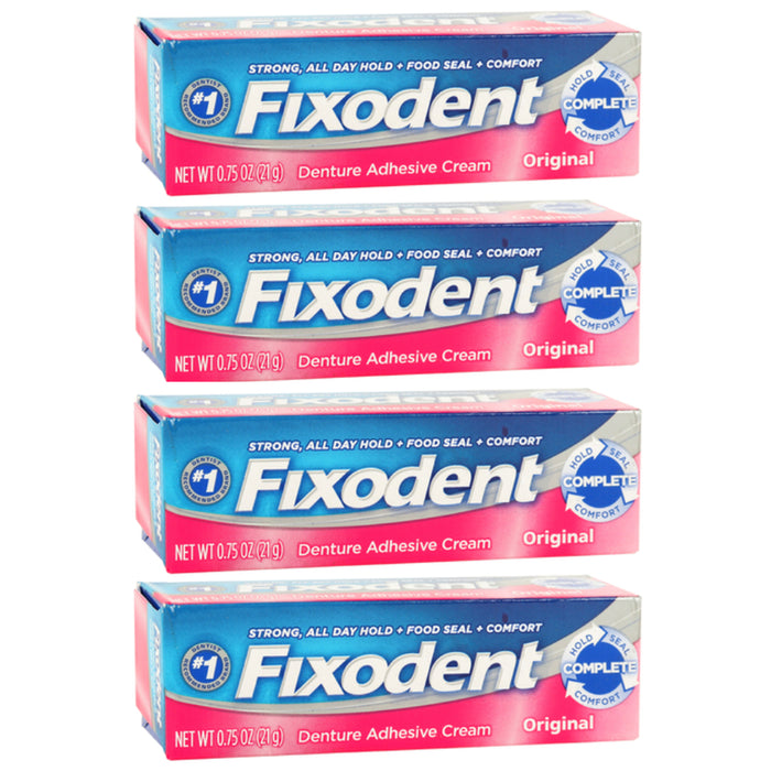 4 Pk Fixodent Original Complete Denture Adhesive Cream Strong Hold Seal Comfort