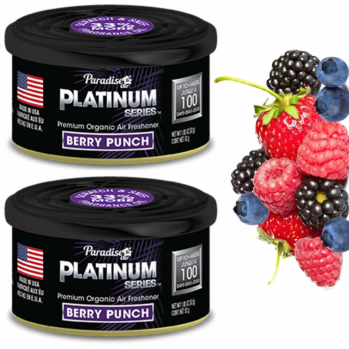2 Pc Paradise Platinum Organic Air Freshener Fiber Can Lasting Scent Berry Punch