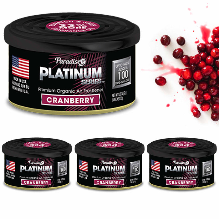 4 Paradise Platinum Organic Air Freshener Fiber Can Long Lasting Scent Cranberry