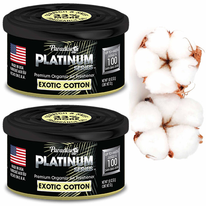 2 Paradise Platinum Organic Air Freshener Fiber Can Lasting Scent Exotic Cotton