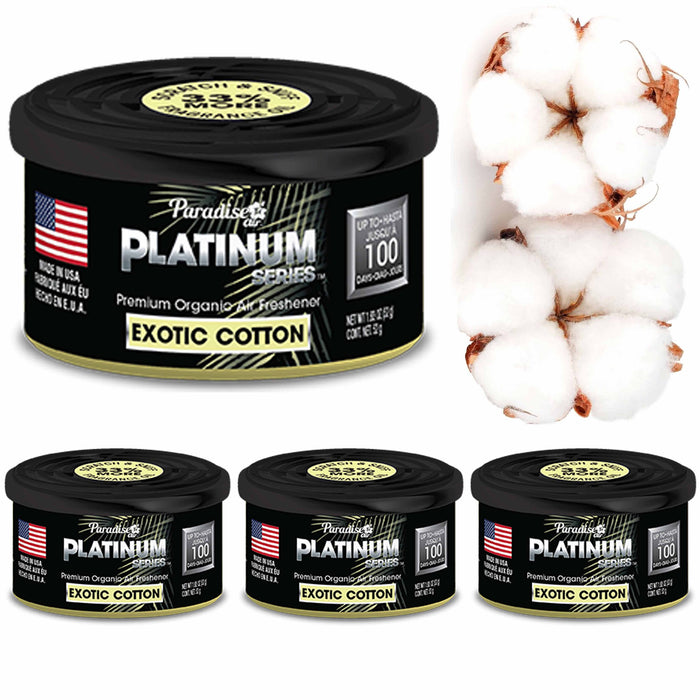 4 Paradise Platinum Organic Air Freshener Fiber Can Lasting Scent Exotic Cotton