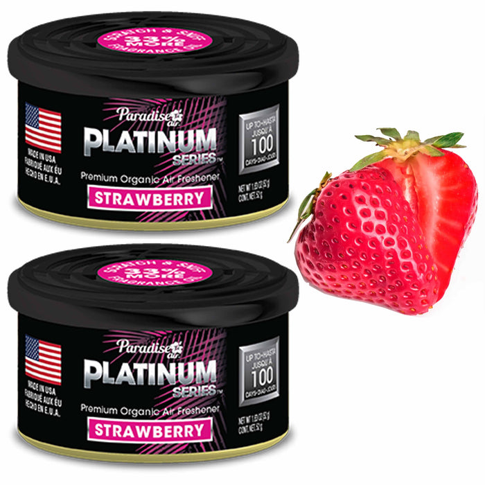 2 Pc Paradise Platinum Organic Air Freshener Fiber Can Lasting Scent Strawberry
