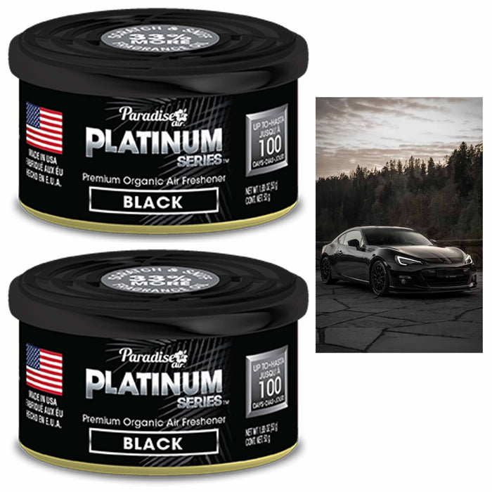 2 Pc Paradise Platinum Organic Air Freshener Fiber Can Long Lasting Scent Black