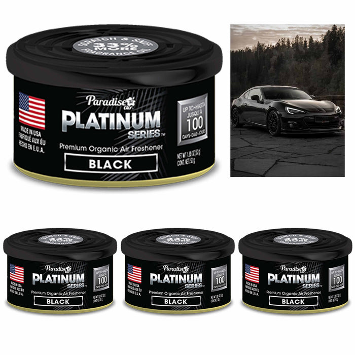 4 Pc Paradise Platinum Organic Air Freshener Fiber Can Long Lasting Scent Black