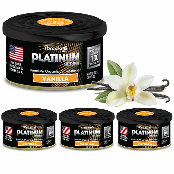 4 Paradise Platinum Organic Air Freshener Fiber Can Long Lasting Scent Vanilla