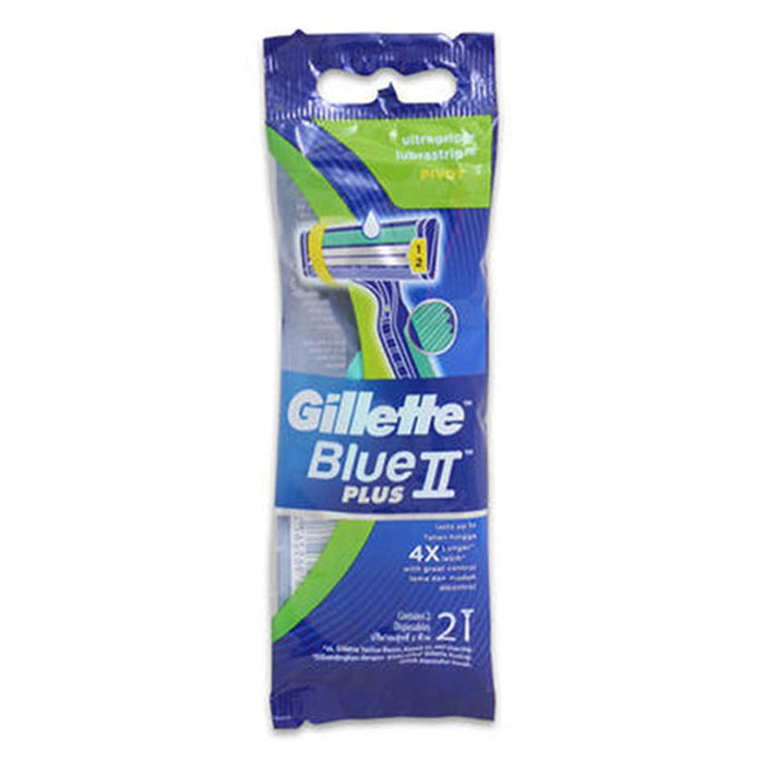 4 PC Gillette Disposable Razors Blue 2 Plus Twin Blade Ultra Grip Shaver Mens