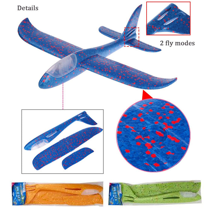 2 Kids Foam Flying Plane Light Up Hand Toy Aeroplane Model Outdoor Launch Glider