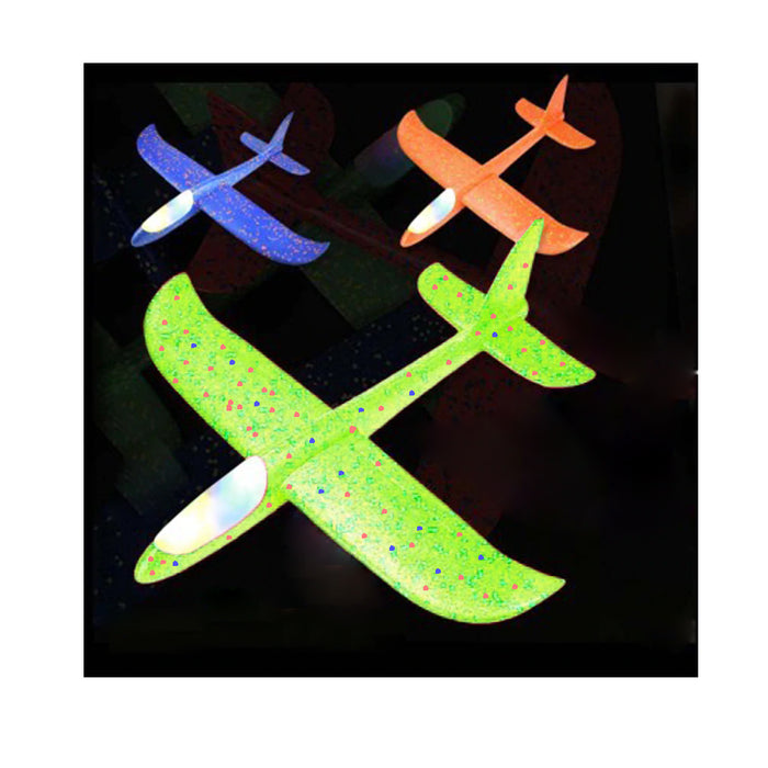2 Kids Foam Flying Plane Light Up Hand Toy Aeroplane Model Outdoor Launch Glider