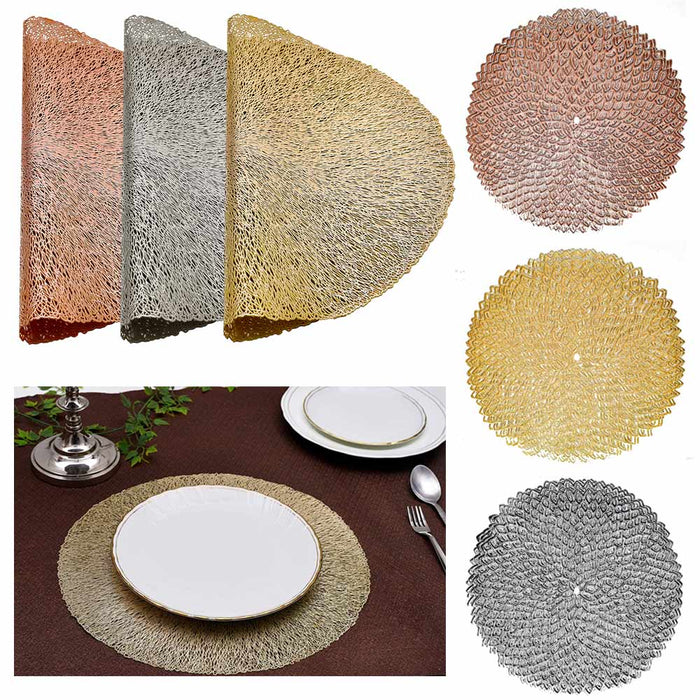 4 Pc Round Woven Placemat Vinyl Kitchen Home Decor Table Protection Textile Mat