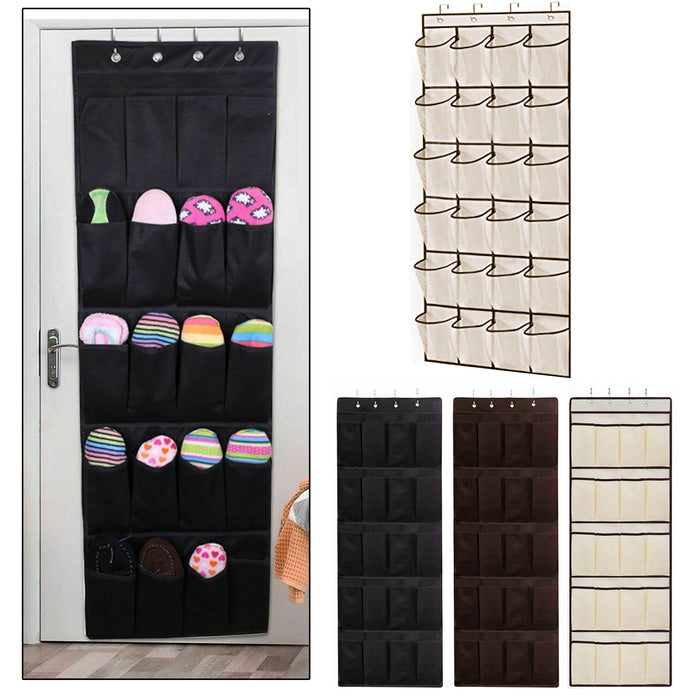 2 Pc Shoe Organizer Rack 24 Pocket Over Door Hanging Storage Space Saver Hanger