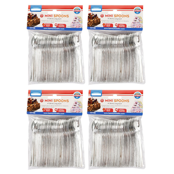 160 Pc Mini Dessert Spoons Silver Disposable Appetizer Utensil Tableware Wedding