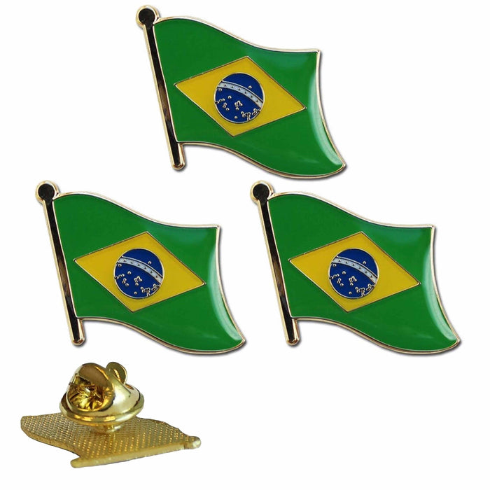 3 Pc Brazil Flag Lapel Pin World Cup Enamel Souvenir Hat Men Women Patriotic