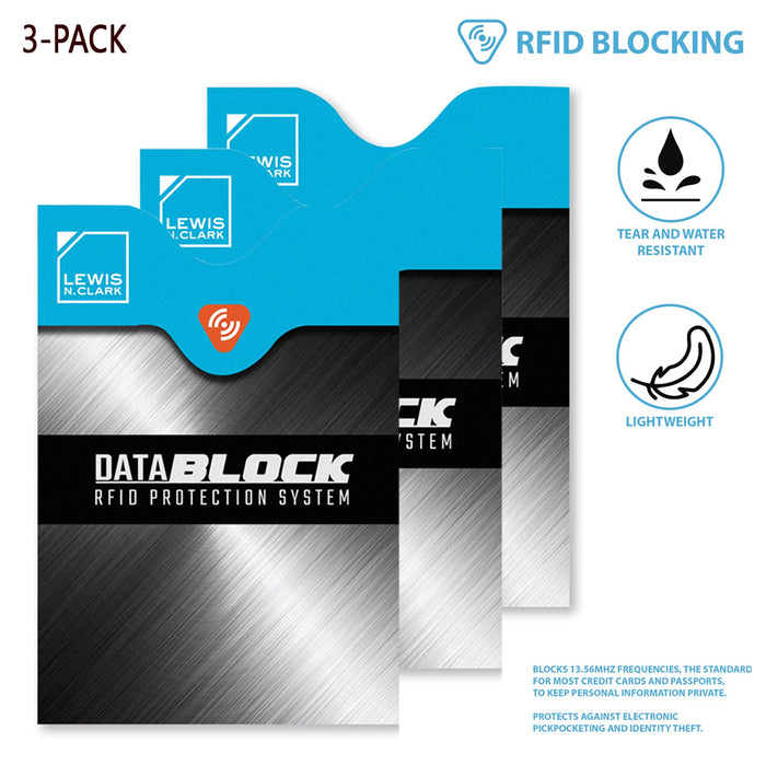 3 RFID Blocking Sleeves Identity Theft Cards Protector Passport Lewis N Clark