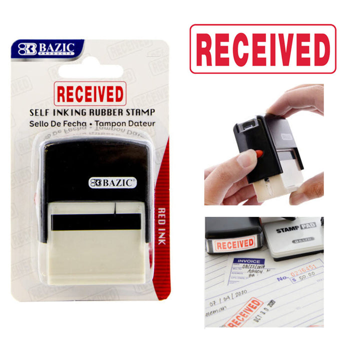 Received Self Inking Rubber Stamp Business Office Store Work Red Ink Message New