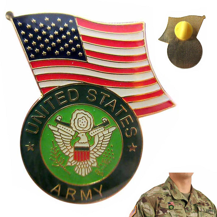US Army Lapel Pin Enamel American Flag Military Tie Hat Jacket Veteran Uniform