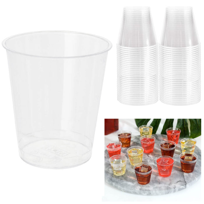 50 Ct Clear Disposable Shot Glasses Hard Plastic Cups Drinkware Party Bar 1.5oz