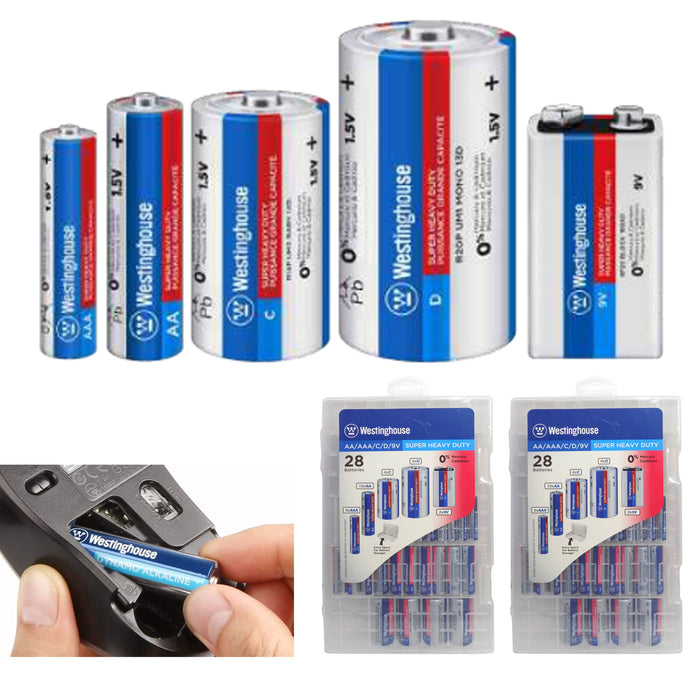 56 Pc Lot Bulk Assorted Batteries AA Triple A C D 1.5V 9V Carbon Zinc Battery