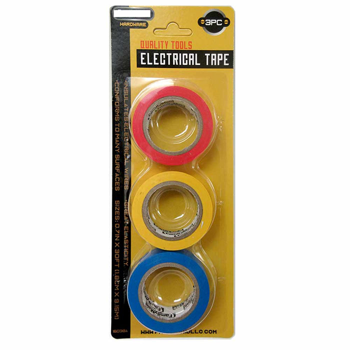 3pc Rolls Electrical Tape Wiring Harness Bright Colors Insulating Wires Adhesive