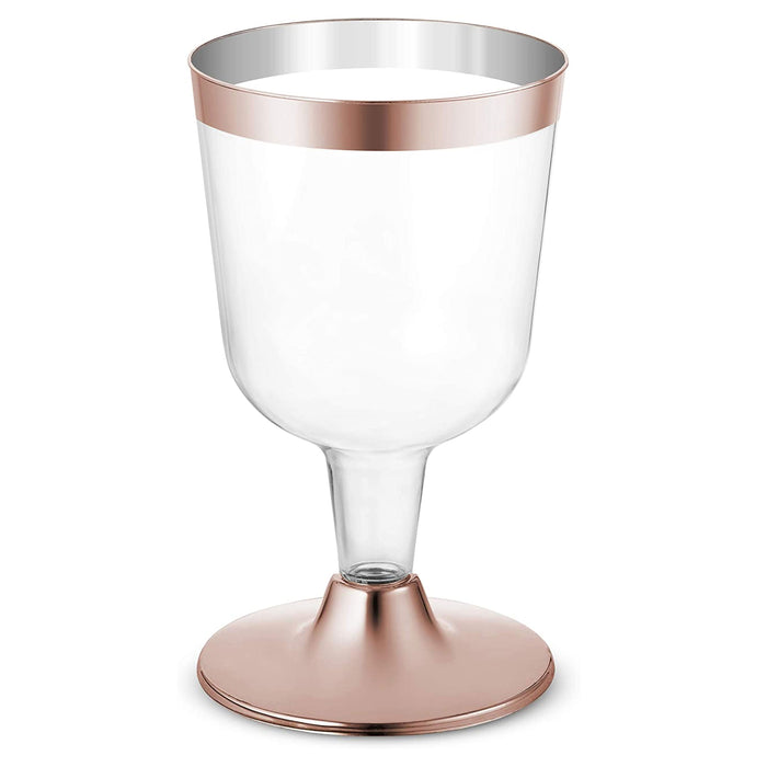 16 X Disposable Wine Glass Rose Gold Plastic Champagne Flute Wedding Party 5.5oz