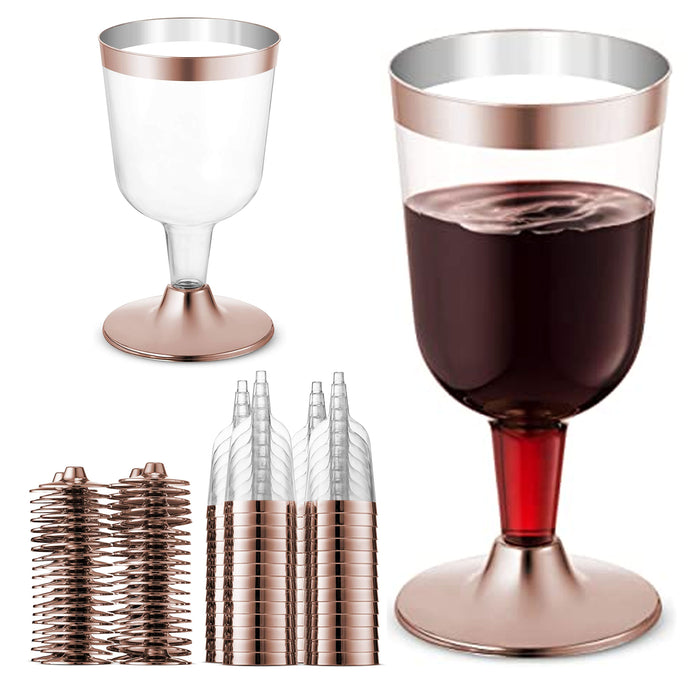 32 X Plastic Champagne Flute Disposable Wine Glass Wedding Party Rose Gold 5.5oz