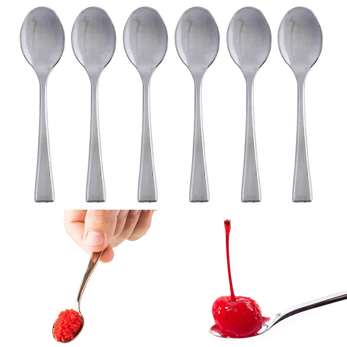 80 Mini Dessert Spoons Short Silver Disposable Appetizer Utensil Party Tableware