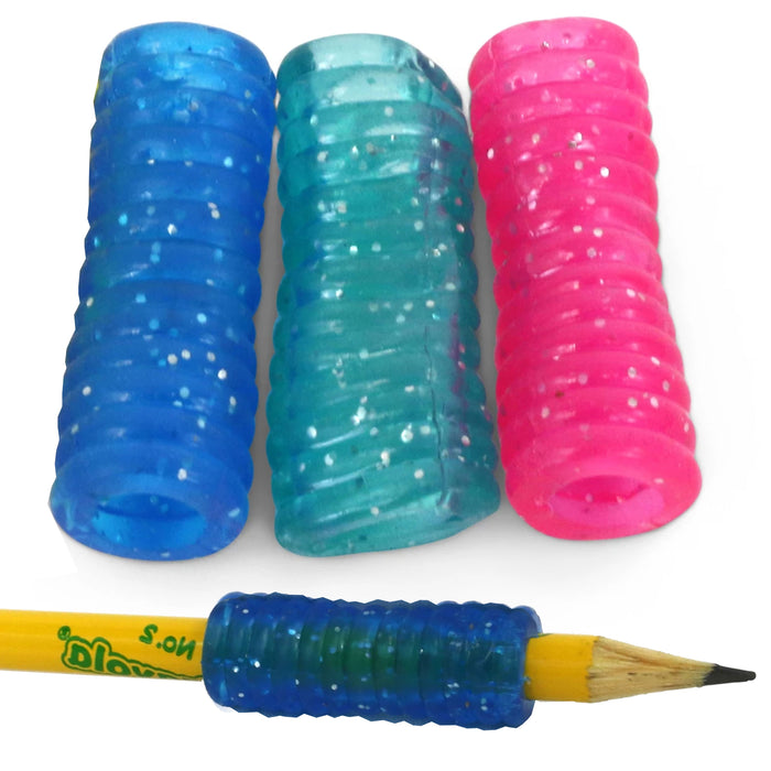 36 Ribbed Groovy Gel Pencil Grips Holder Pen Writing Comfort Kid School Supplies