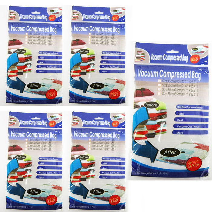 5 Vacuum Compression Bag Storage Organizer Travel Space Saver Seal 17.7" X 23.6"
