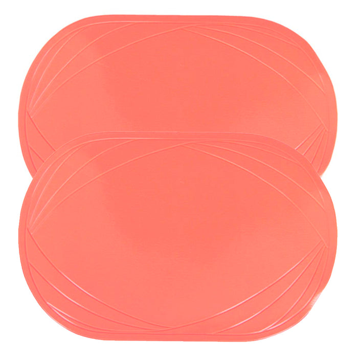 2 Piece Vinyl Placemat Kitchen Home Decor Table Protection Oval Round Mat New !