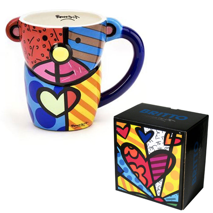 New Romero Britto Coffee Mug Cup Animal Design Ceramic Authentic Bear Cat Gift