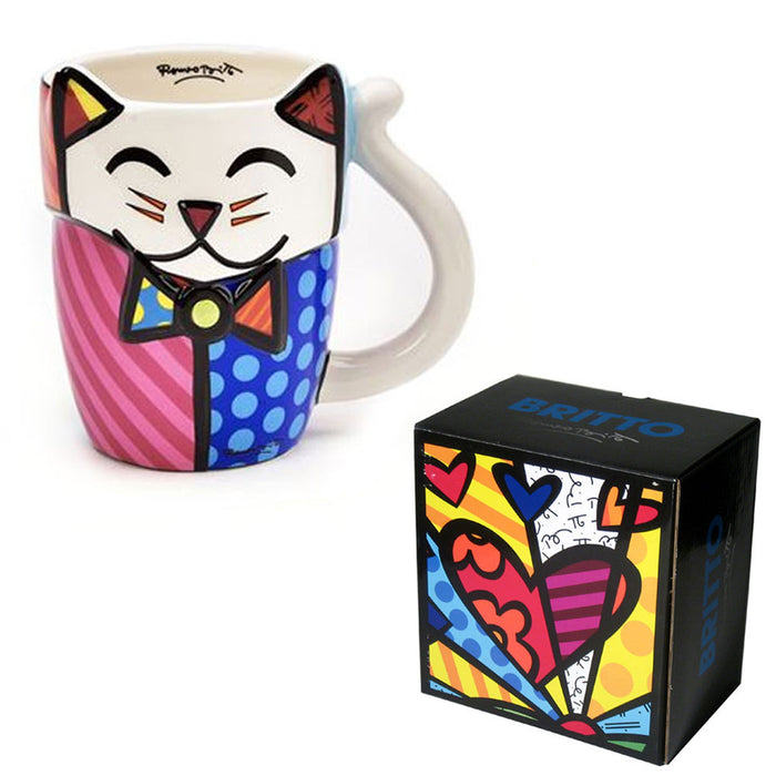 New Romero Britto Coffee Mug Cup Animal Design Ceramic Authentic Bear Cat Gift