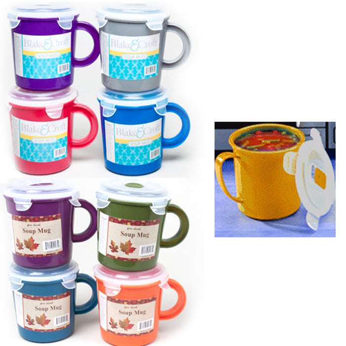 Lot of 6 Soup Mug BPA Free Travel Coffee 23 oz Take Out Food Container Microwave