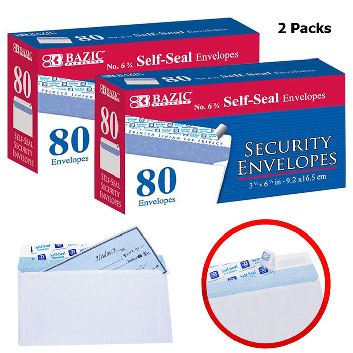 160 Peel and Self Seal White Security Envelopes 3-5/8" X 6-1/2" Letter Shipping
