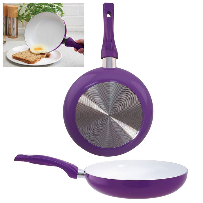 1 Pc Non Stick Fry Pan 8" Ceramic Coated Aluminum Eco Healthy Cookware Purple