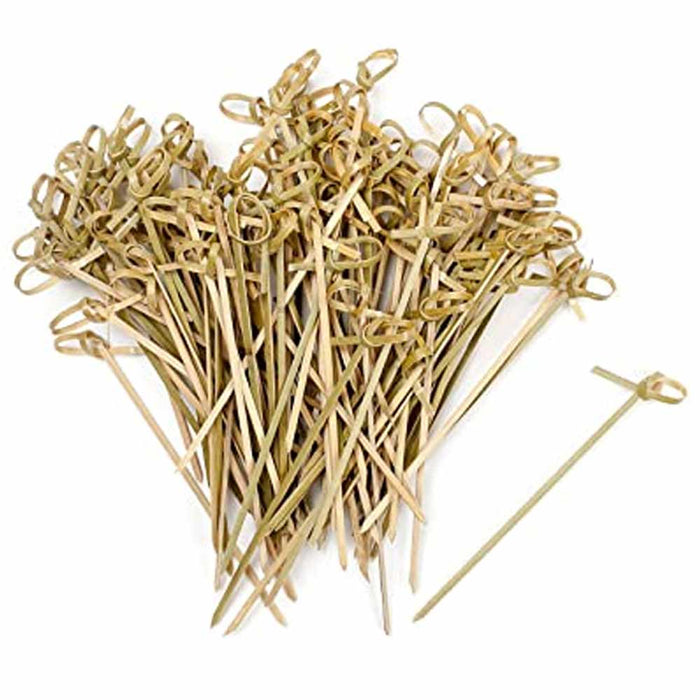 200 Ct Bamboo Knotted Skewers Disposable Cocktail Party Sticks With Knot