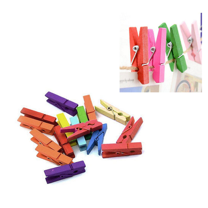 300 Pc Craft Pegs Mini Multi Colored Wooden Clothespins Photo Clothes Pin Clips