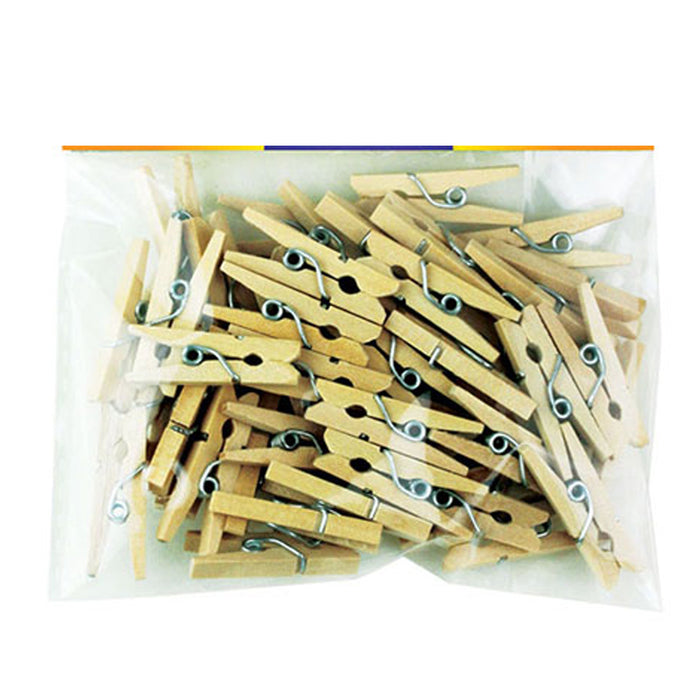 200 Mini Craft Clothespins Wood 1" Small Arts Paper Photo Tan Color Clothes Pins