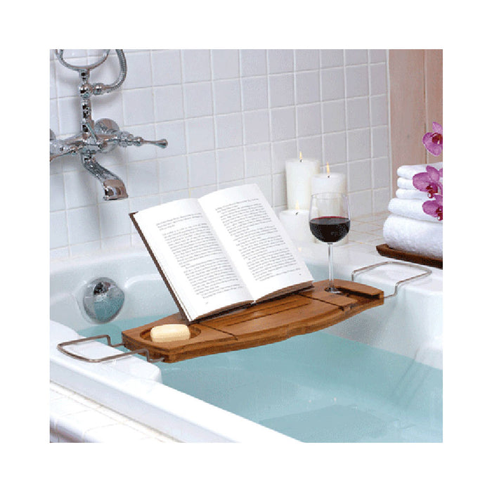 Umbra Aquala Bathtub Caddy Tray Bath Table Organizer Shower Bamboo Book Wine New
