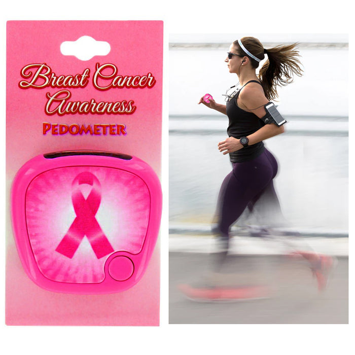 1 Breast Cancer Awareness Pedometer Ribbon Digital LCD Activity Tracker Walking