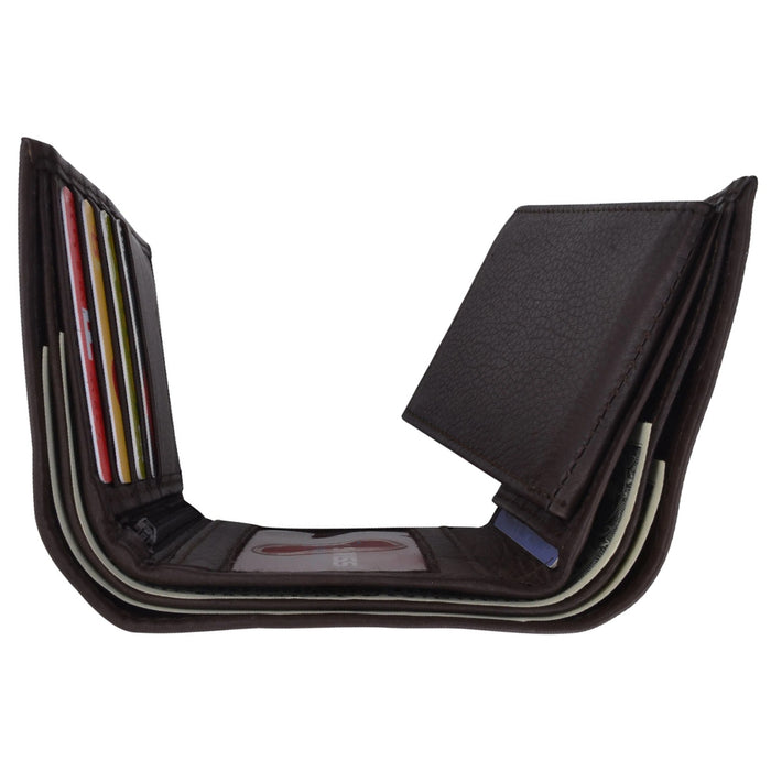 Mens RFID Blocking Wallet Premium Cow Napa Leather Classic Trifold ID Card Black